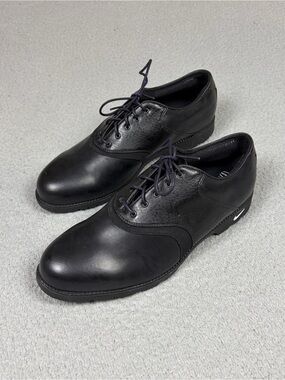 Nike Air Black Leather Lace-Up Oxford Golf Shoes Mens Size 9 Cleats Lace Up